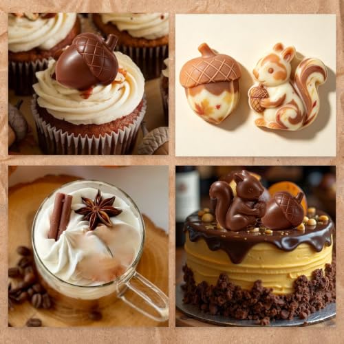 Image of 2PCS Thanksgiving Silicone Molds, 6-Cavity Acorn Squirrel Fall Molds
