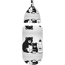 Cute Milk Bottle Bear Newborn Swaddle Bag Set, Baby Receiving Blanket with Hood, Suitable for Babies 0-6 Months