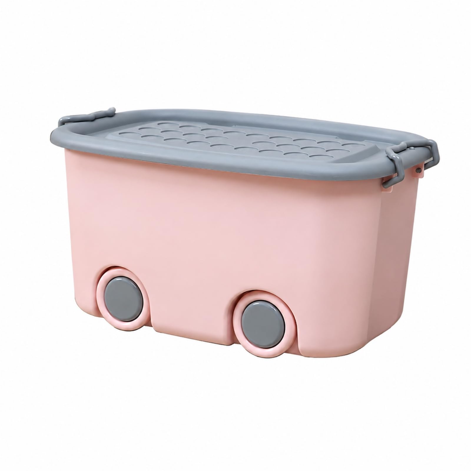 Caja Almacenamiento con Ruedas Multiusos Recipien Plástico con Larales Móvil Organizador Armario Apilable para Sala Estar, 58x39x31cm