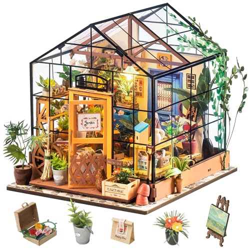 Rolife Miniatur DIY Puppenhaus Küche Kits mit Licht DIY Holz Mini Haus Modell Erwachsene-Kinder 14 15 16 17 18 Jahre Alt (Cathy's Flower House)