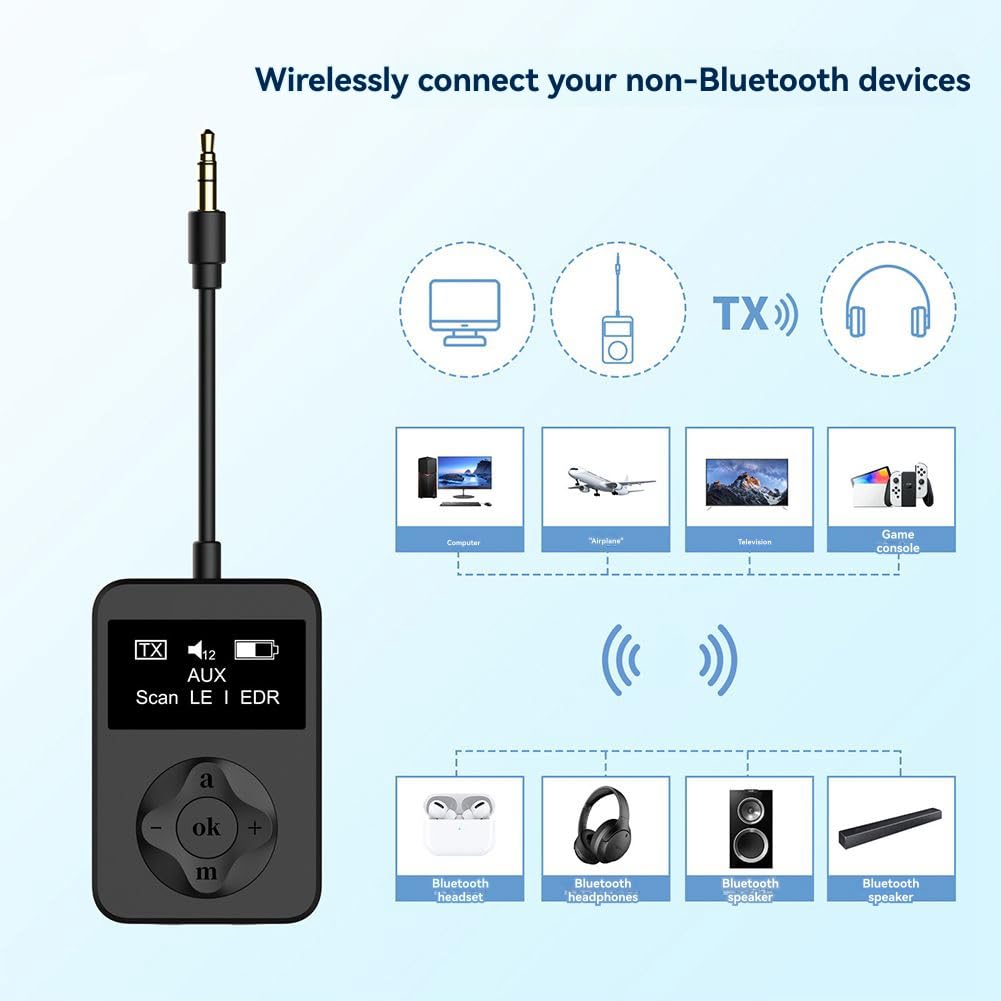 Adapter nadajnika audio adapter nadajnika audio do gier muzyka LE Audio Bluetooth 5.4 adapter nadajnika audio adapter z AptxLossless Auracast LC3 do gier muzycznych