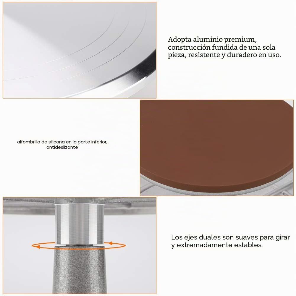 Wakects giratorio para tarta giratorio plano giratorio, giratorio para tarta de aluminio 12 pulgadas, soporte para tocadiscos para tartas, apto para cupcakes y pasteles