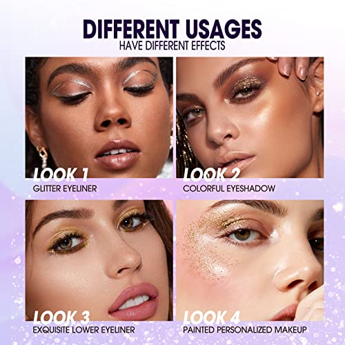 Bestland 10 Colors Liquid Glitter Eyeliner Metallic Shimmer Glitter Eyeshadow Pigment Eyebrown Shimmer Waterproof Face Lips Art For Party Festival Makeup (Colorful Sequins) #TOP6