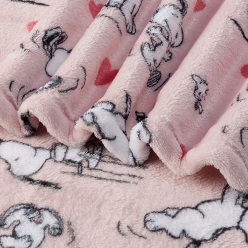 Image of Berkshire Blanket Peanuts VelvetLoft Cute Character Snoopy Plush Throw Blanket,Peanuts Poses and Hearts Blush,Throw 55 in x 70 in (Official Peanuts Product)