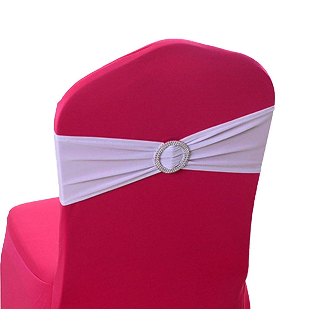 JK Home Stretch Spandex Chair Covers Sashes Bands With Buckle Slider, Elastic Soft Bows For Wedding Home Hotel Party Banquet Birthday Event Reception White 30pcs
