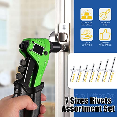 Glarks 290Pcs 5/32" x 5/16" / 3/8" / 1/2" / 5/8"/ 13/16" / 1" / 1-3/16" Large Flange Aluminum Blind Rivets Pop Rivets Assortment Set for Joining Metal Plate Pipe Automotive - Image 3