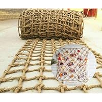 Universal Seilnetz Dekorative,Natural Hanfseilnetz,6 mm Dickes Hanfseil Sicherheitsnetz für Balkone, Treppen, Zäune, Gärten und Spielplätze Dekoratives Seilnetz für den Inne(Size:2mx3m(6.5x9.8ft))