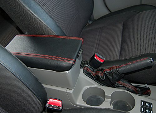 RedlineGoods armrest Cover Compatible with Subaru Forester 2003-08. Tailor Made - not Universal. Genuine top-Grade Italian Black Suede (Alcantara) with Blue Thread