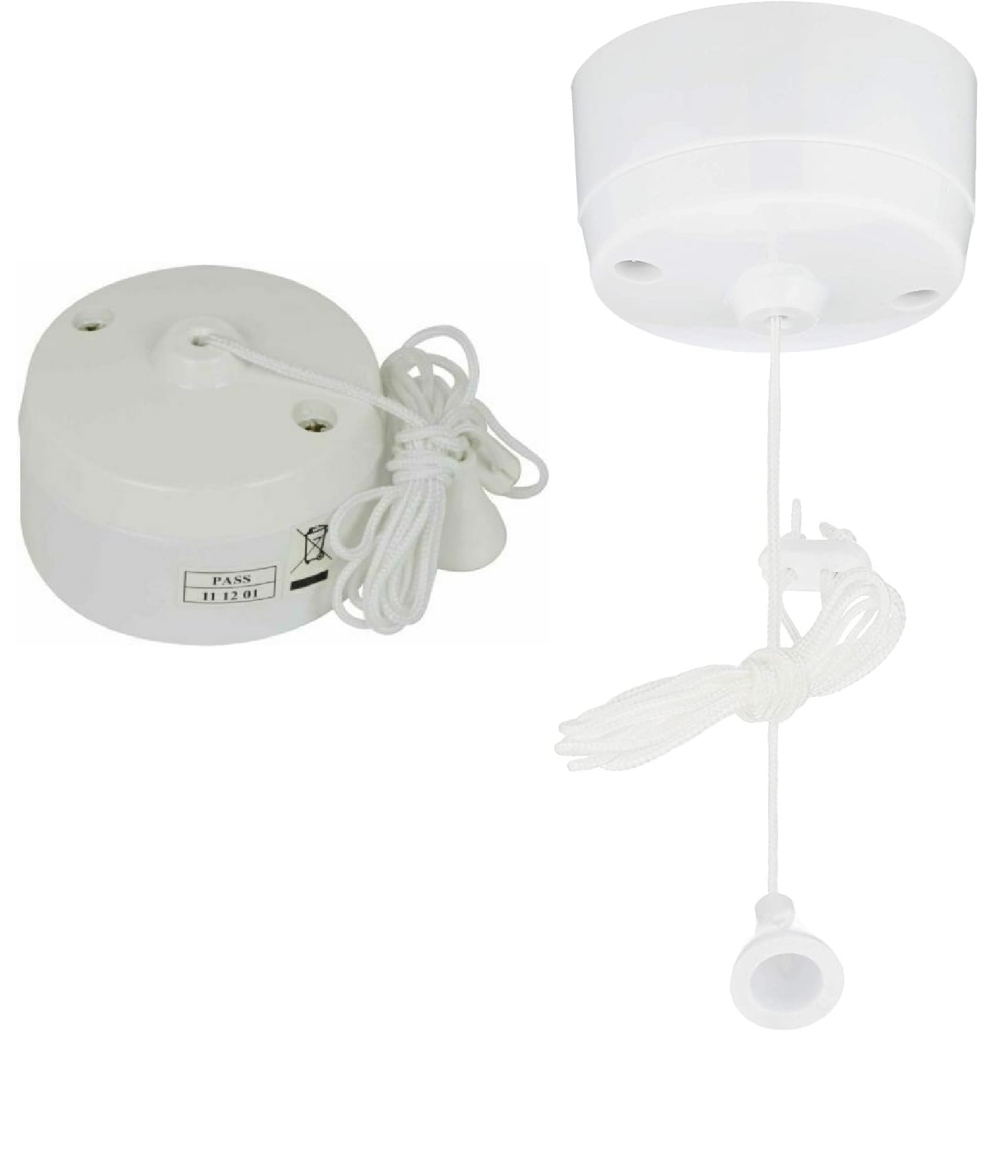 Mr. Gadget's Solutions® 1-Way Ceiling Switch Bathroom/Toilet Pull Cord, Round 6 Amp-White