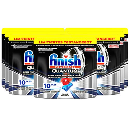 Finish Quantum Ultimate Dishwasher Tablets - Dishwasher Tablets with Triple Effect - Powerful Cleaning, Degreasing Power and Shine - Storage Pack of 70 Finish Tabs (7 x 10 Tabs)