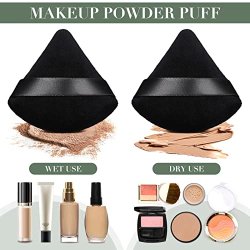 Triangle Makeup Sponge 4 Pcs Cosmetics Face Powder Puff Foundation Soft Triangle Powder Puff Velvet Powder Puff Body Powder Cushion Puff Dry Wet Powder Puff Pads for Loose Powder (Black) - Image 5