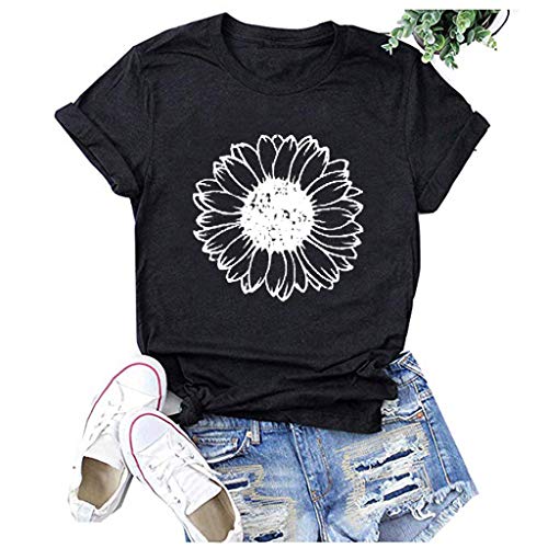 Image of Cute Shirts for Girls 10-12 Years Old Sunflower T Shirt Cute Flower Graphic Loose Tees Crew Neck Short Sleeve Casual Tops