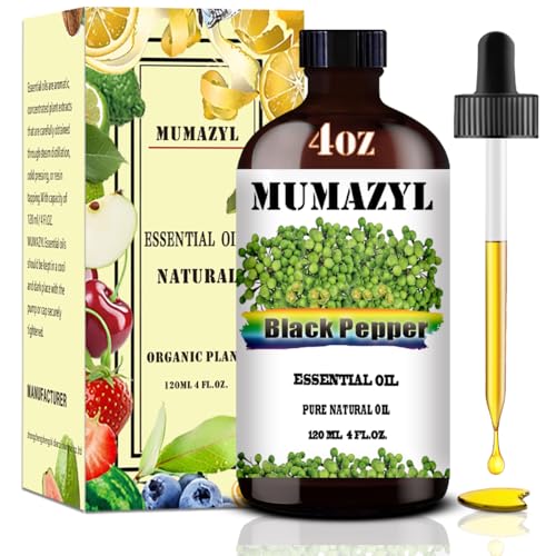 Black Pepper Essential Oil Black Pepper Oil 4 Fl Oz 120ML for Diffuser Humidifier Yoga Cleaning DIY Candle Soap Making MUMAZYL Essential Oils
