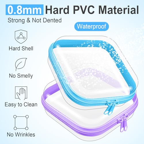 Image of Hoolerry 4 Pcs Hard Clear Zipper Case Makeup Bags Plastic Zipper Pouch Transparent Storage Box Containers for Cosmetics, Snacks, Building Blocks, Puzzles(Clear,5 x 5 x 2 in,Multicolor)