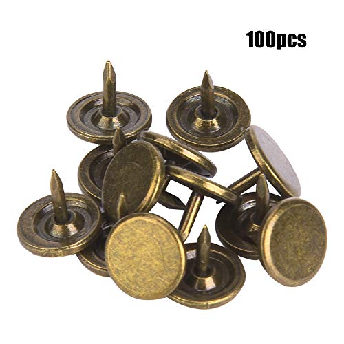 100 Stück Polsternägel, Bronzefarbener Vintage Stil Flacher Kopf Möbelnagel Reißnadel für Möbel, Sofa, Bett, Türdekoration(9 x 8mm)