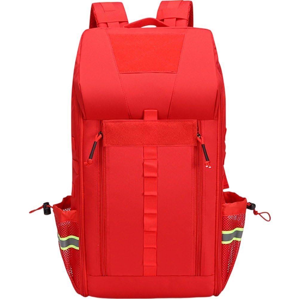 Baokuan Women's Red First Aid Backpack Medical Bag With Reflective Strip Empty First Responder Trauma Bag For Outdoor Camping Cycling Hiking