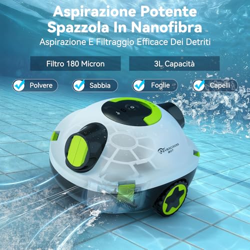 Evercross Bot Y10 Robot Piscina, Robot Per Piscina Per La Pulizia Del Pavimento, Fino A 90 Min & 100㎡, Robot Piscina Senza Fili Con Parcheggio Automatico, Robot Fuori Terra Con Filtro 180μM (Bianco) - 4