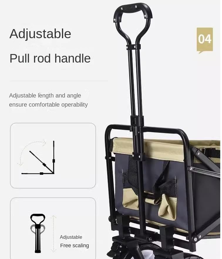 Carretilla plegable utilitaria para exteriores IRYZE, carrito de compras portátil con ruedas giratorias 360° y manija ajustable miniatura 6