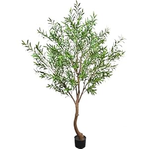 Faux Olive Tree Artificial Olive Trees Artificial Indoor 8 Feet 96 inches Realistic Potted Silk Indoor Large Fruit for Home Offices Living Rooms Bedrooms Stairs and Foyer Decor