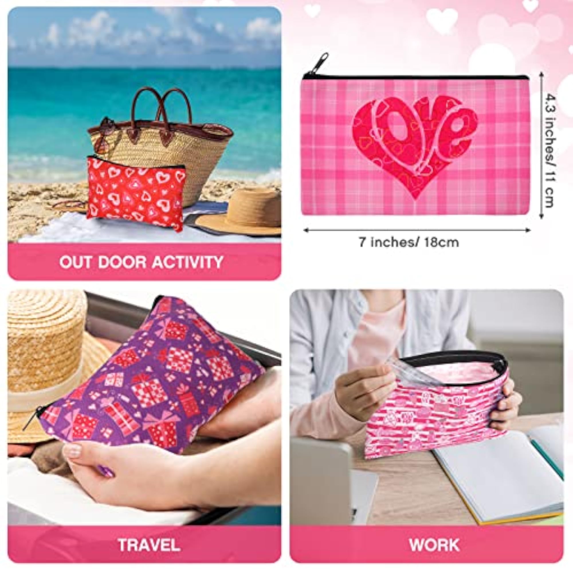 22 Pieces Valentine's Day Cosmetic Bags Valentine's Day Gift