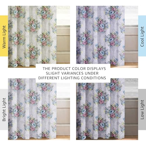 Image of Cloth Fusion Printed 100% Blackout Window Curtains 5 Feet Long Set of 2, Room Darkening Parda with Stainless Steel Grommets for Home Decor (5x4.5 Feet, Ivory Bouquet)