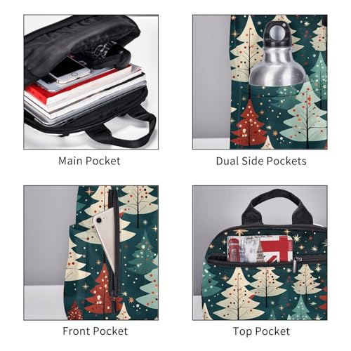Backpack 14.7 inch Lightweight Large Bookbag Red Christmas Tree Daypack for Travel Office Work3