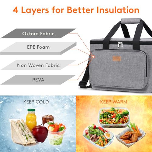 Image of Lifewit Medium Lunch Bag Insulated Lunch Box Soft Cooler Cooling Tote for Adult Men Women, Gray 48-Can (33L)