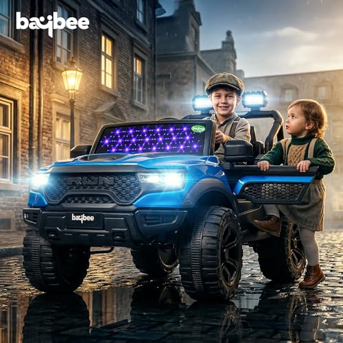 Image of Baybee 4x4 TurboX Pro Electric Car for Kids with Remote Control | Baby Electric Rideon Cars with Swing Mode, RGB Lights & Music | Rechargeable Battery Operated Jeep for Kids 2+ Years (Metallic Blue)