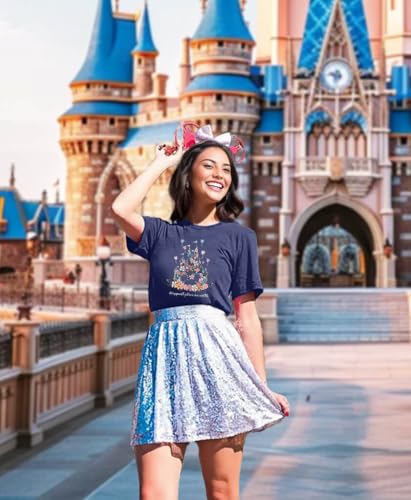 Magical Shirt for Women Happiest Place On Earth T-Shirt Balloon Flower Graphic Short Sleeve Tops Holiday Tee4