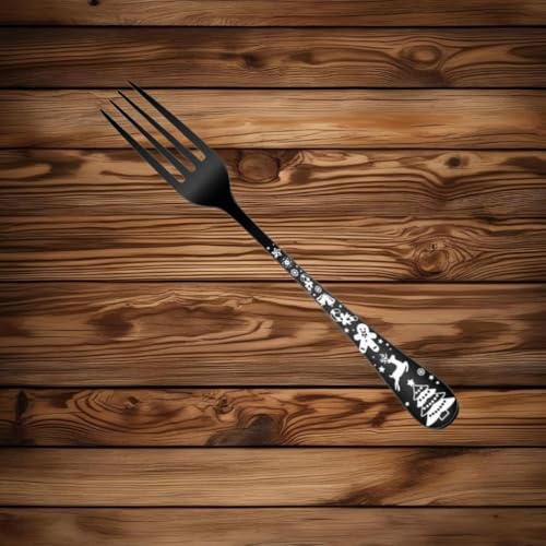 Image of Stainless Steel Flatware Cutlery, Mirror Polished Tableware Eating Utensils for Home Kitchen, Spoons Set Include Knife Fork Spoon & Dinner Knives (10 Pieces, Color : Black)