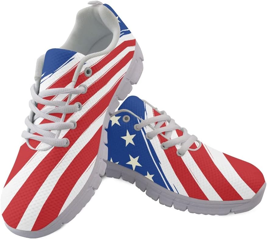 Jeiento American Flag Shoes for Women Running Shoes Womens Comfortable Walking Tennis Sneakers Athletic Shoes Gifts