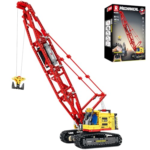 Reobrix Raupenkran-Baustein-Set, RC-Fernbedienung, Kran-Baufahrzeuge, Spielzeug für Erwachsene, 1322-teiliger Engineering-Truck, Geburtstagsgeschenkideen für Kinder und Erwachsene 22006
