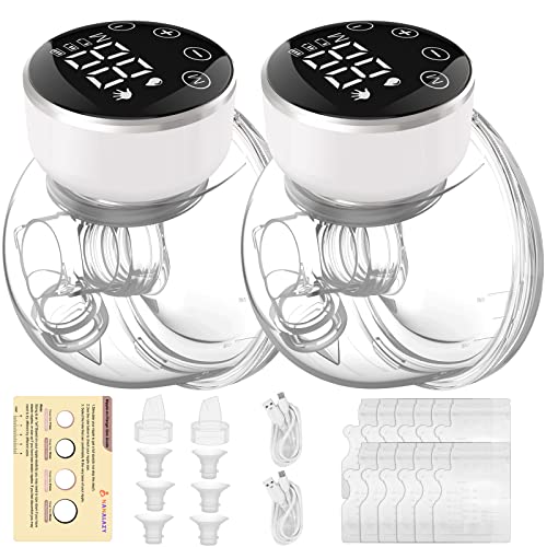 Image of NaNaLazy Wearable Breast Pump Hands Free of Longer Battery Life & LED Display, Portable Electric Breast Pump with 3 Modes & 9 Levels & Low Noise, 24 mm Flange, 2 Pcs White