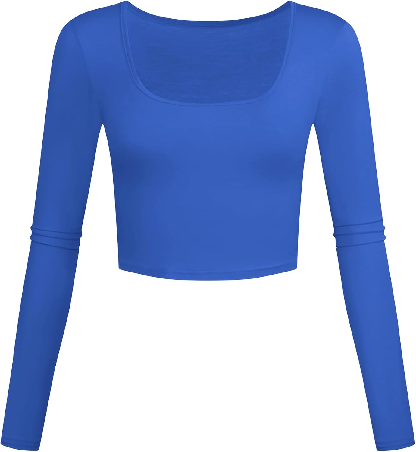 Lightweight Square Neck Crop Tops Long Sleeve Slim Fit Basic Shirts for Women