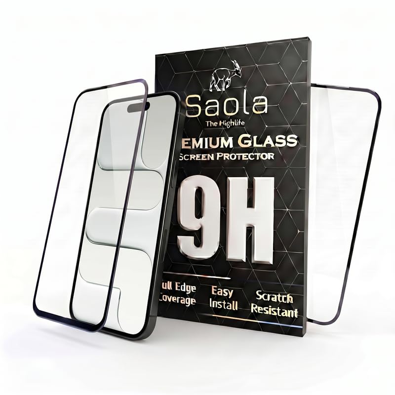 Image of Saola HD+ Oleophobic Tempered Glass For Apple Iphone 17 Air (Pack Of 2) with Hassle-less Installation Kit. Full screen Coverage. 6.5 inch