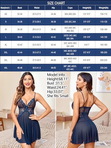 Image of Avidlove Women Lace Lingerie Babydoll Sexy Chemise Exotic Nightgowns Bridal Nightdress