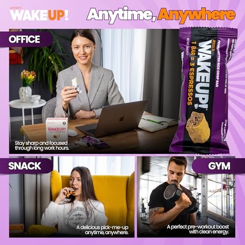 Image of WAKE UP! Caffeinated Peanut Butter Bars, 3 Espressos, Gluten Free, 6 Pack