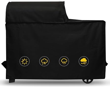 All Weather Grill Cover for BAC761 Traeger Woodridge Grill and TFB86MLH Accessory Replacement, Full-Length Heavy Duty 600D Oxford Fabric Waterproof Weather-Resistant Polyester Traeger Grills Cover
