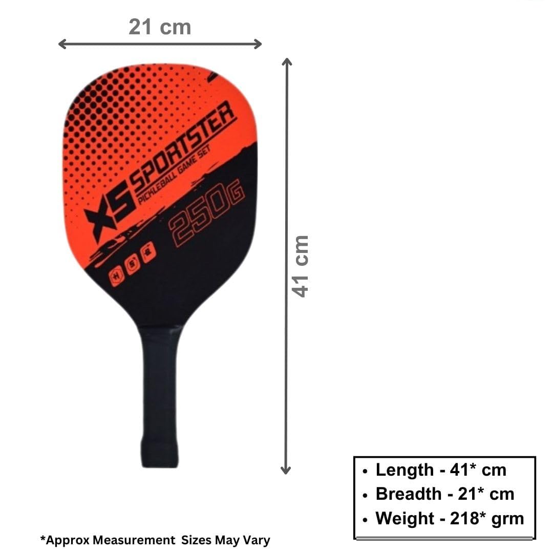 Qwick Click Wood Pickleball Paddles Kit, 4 Balls & Bag Racket Kids Adults Outdoor Gift Pickleball Paddle (RED) 4