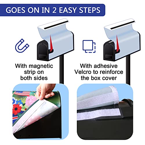 Beautiful Summer Floral Mailbox Covers - American Flag Mailbox Cover Beautiful Flowers Green Fresh Patterns Standard Mailbox Decoration With Magnetic Strips #TOP2