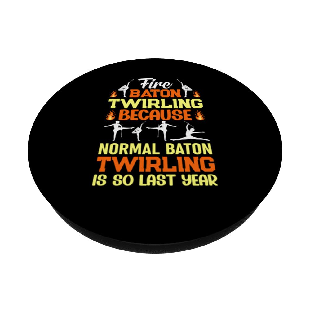 Fire Baton Twirler Majorette Baton Twirling Fire Twirler PopSockets Swappable PopGrip, Black - Image 2