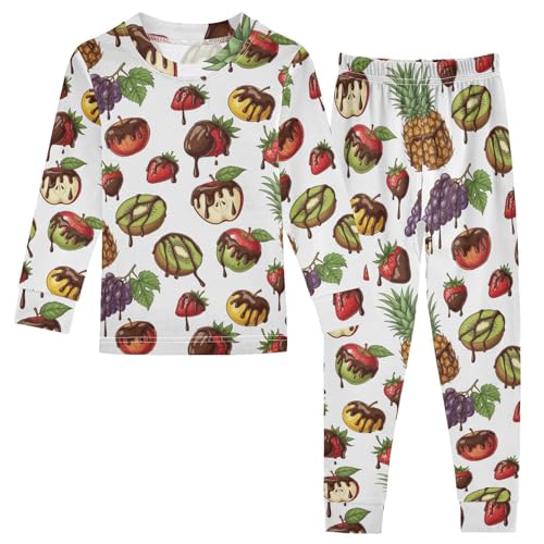 Pajama Sets Long Sleeve Various Fruits Chocolate Cream Soft Comfy Sleepwear 2 Piece PJS 3-8T