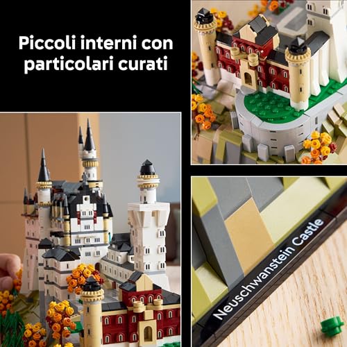 Architecture Castello di Neuschwanstein - Kit di Modellismo da Esposizione per Adulti - con Torri, Cortile e Interni Ricchi di Dettagli - Regalo Storico per Fan dei Monumenti - 21063 - Lego - Immagine 5