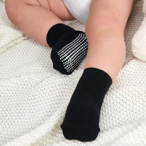 Image of Zaples Baby Non Slip Grip Ankle Socks with Non Skid Soles for Infants Toddlers Kids Boys Girls
