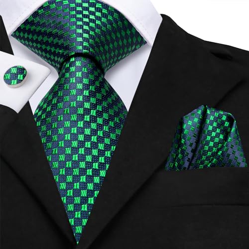 Image of Dubulle Silk Ties Set for Men Formal Paisley Striped Necktie Pocket Square Cufflinks 3PCS Sets Wedding Business Party