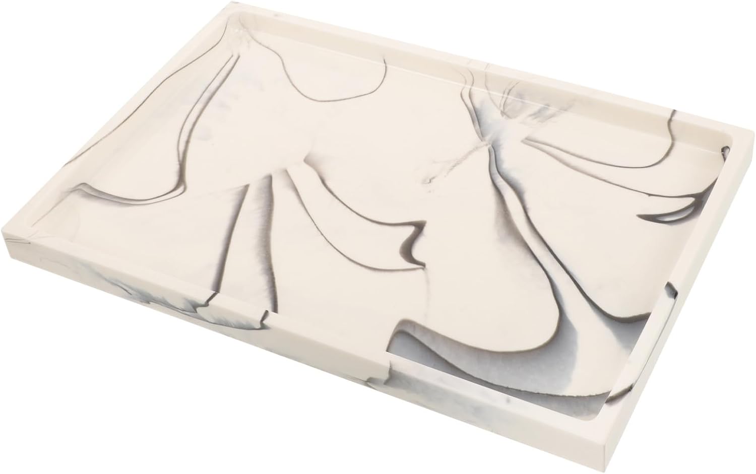 Marble Design Synthetic Bathroom Tray 20x30cm, Cosmetic Vanity Display Organizer and Perfume Storage Tray for Bathroom Countertop and Entryway Key Holder