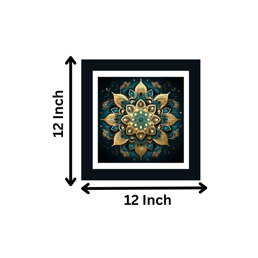 DEKORSTATION Modern Mystical Mandala Wall Painting, Square Divine Wall Art Painting/Posters Wall Decor For Living Room, Gold Size: 12 X 12 Inch 2