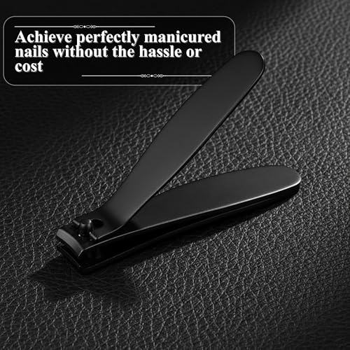 Image of FOLELLO Large Nail Clipper for Men and Women (Black), Nail Cutter for Professional and Home Use, Cuts Precisely Elegant design, Easy to Hold Unisex Nail Clipper /Cutter
