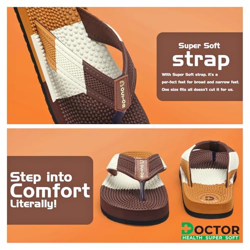 Image of DOCTOR HEALTH SUPER SOFT Men's Massage Flip Flops | Textured Footbed Comfortable EVA Slippers | Anti-Slip Lightweight Thong Sandals for Indoor Outdoor Casual Everyday Wear