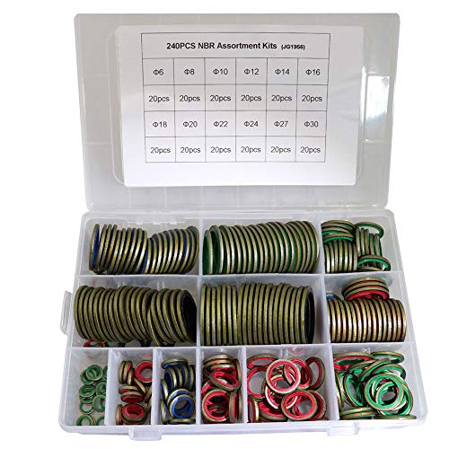 Boeray 240pcs 12 sizes NBR Sealing Gasket Assort kits Oil Resist NBR Ring